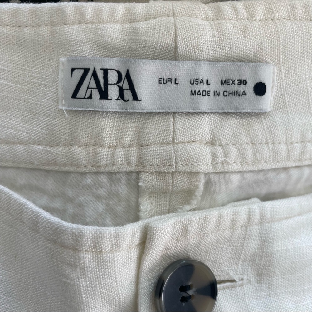 Zara Wide leg Linen Trousers Large Excellent Condition - Picture 5 of 9